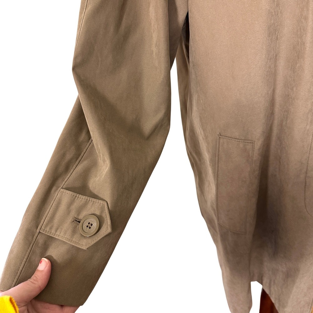 VTG London Fog Trench Coat Tan Khaki Raincoat Jacket M Minimalist Dark Academia - Picture 2 of 11